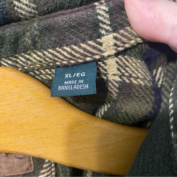 Mens Orvis Green Flannel Plaid jacket Shirt shacket XL grandpa gorpcore cotton - Picture 3 of 11